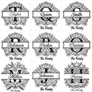 Monogram Bundle, Royal Garlic Crest Family Name, Baroque Alphabet, Chopping Board Engraving