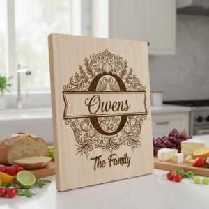 Monogram Bundle, Royal Garlic Crest Family Name, Baroque Alphabet, Chopping Board Engraving