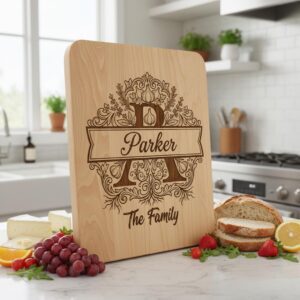 Monogram Bundle, Royal Garlic Crest Family Name, Baroque Alphabet, Chopping Board Engraving
