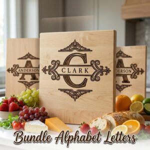 Monogram Engraving File Bundle, Custom Family Name, Elegant Filigree Alphabet Design