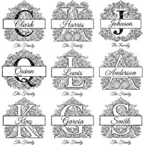Mushroom Monogram Engraving Design, Custom Family Crest Botanical Alphabet Bundle