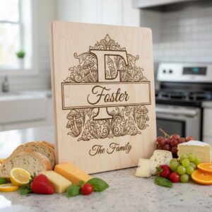 Mushroom Monogram Engraving Design, Custom Family Crest Botanical Alphabet Bundle