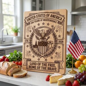 Patriotic 250th Anniversary USA Engraving Files, Chopping Board Art Download
