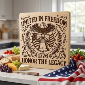 Patriotic 4th of July Eagle Flag 1776, American Laser Engraving Download