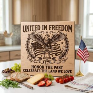 Patriotic 4th of July Eagle Flag 1776, American Laser Engraving Download