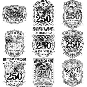 Patriotic Eagle 250th Anniversary Emblem Bundle, Laser Engraving for Boards