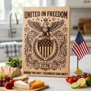 Patriotic Eagle Engraving, 250th Anniversary Americana, Laser Design File