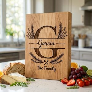 Personalized Board Monogram Bundle, Laser Engraving Family Name, Herb Utensil Alphabet