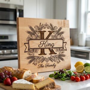 Personalized Chopping Board File, Italian Monogram Kitchen Bundle, Pasta Wheat Design