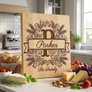 Personalized Chopping Board File, Italian Monogram Kitchen Bundle, Pasta Wheat Design