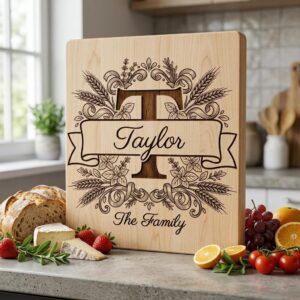 Personalized Chopping Board File, Italian Monogram Kitchen Bundle, Pasta Wheat Design
