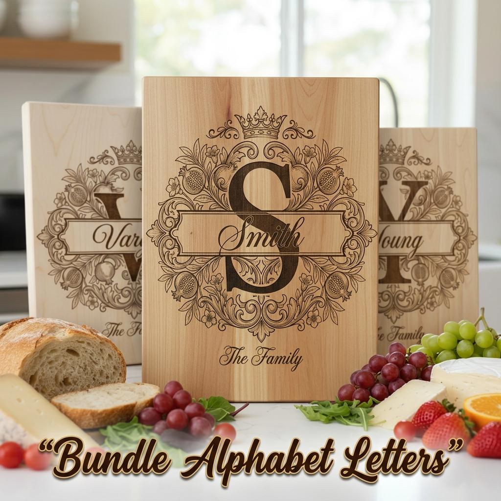 Customised Name Files Regal Pomegranate Monogram Design, Personalized Family Name Engraving ...