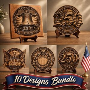 3D Illusion Engraving File, USA 250th Anniversary Patriotic Emblem Design