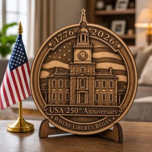 3D Illusion Engraving File, USA 250th Anniversary Patriotic Emblem Design
