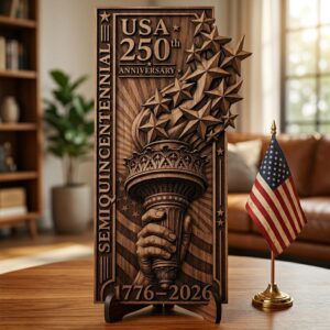 3D Illusion Engraving File, USA 250th Anniversary Patriotic Emblem Design
