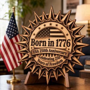 3D Illusion PNG Bundle, Laser Engraving Design, USA 250th July 4 Wood Sign