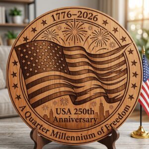 3D Illusion PNG Bundle, Laser Engraving Design, USA 250th July 4 Wood Sign