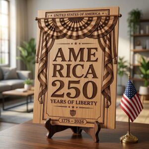 3D Illusion PNG Bundle, Laser Engraving Design, USA 250th July 4 Wood Sign