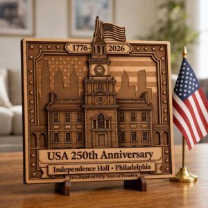 America 250 Laser Engraving File, 3D Illusion Patriotic Crest PNG for Wood Plaque