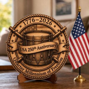 America 250 Laser Engraving File, 3D Illusion Patriotic Crest PNG for Wood Plaque