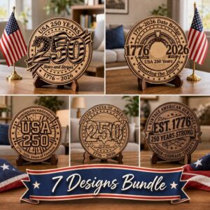 America 250 Semiquincentennial Engraving Bundle, 1776 2026 Patriotic Wood Sign Design