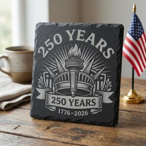 America 250th Patriotic Crest Slate Coaster Designs, Laser Engraving Bundle