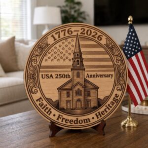 Colonial America Engraving Files, 250th USA Anniversary, Wooden Plaque Sign Design