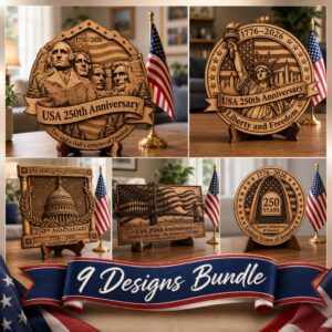 Laser Engraving File, USA Anniversary 3D Illusion, Patriotic Landmark PNG Bundle