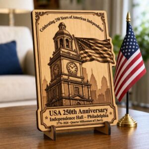 Laser Engraving File, USA Anniversary 3D Illusion, Patriotic Landmark PNG Bundle