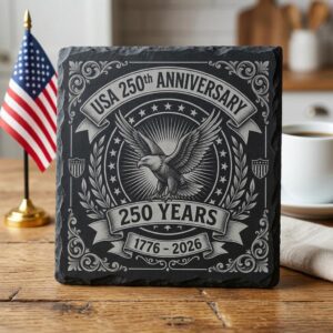 Patriotic Laser Engraving Files, America 250th Slate Coaster PNG Set of 10