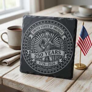 Patriotic Laser Engraving Files, Slate Coaster PNG Bundle, USA 250th Anniversary