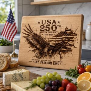 USA 250th Anniversary Laser Engraving File, Patriotic Eagle 3D Board PNG Design