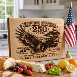 USA 250th Anniversary Laser Engraving File, Patriotic Eagle 3D Board PNG Design