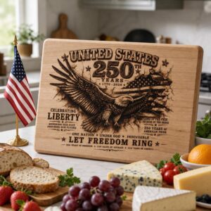 USA 250th Anniversary Laser Engraving File, Patriotic Eagle 3D Board PNG Design