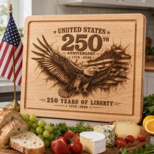 USA 250th Anniversary Laser Engraving File, Patriotic Eagle 3D Board PNG Design