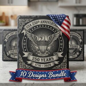 USA 250th Anniversary Laser Engraving Files, Patriotic Slate Coaster Designs Set 9