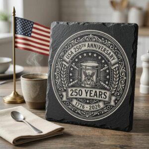 USA 250th Anniversary Patriotic Slate Coaster Engraving Files, 10 PNG Set