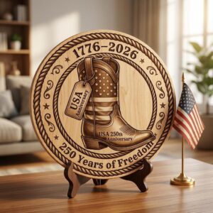 USA 250th PNG, 3D Illusion Laser Engraving, Rustic Americana Wood Decor Bundle