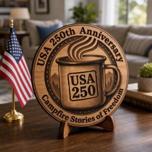 USA 250th PNG, 3D Illusion Laser Engraving, Rustic Americana Wood Decor Bundle